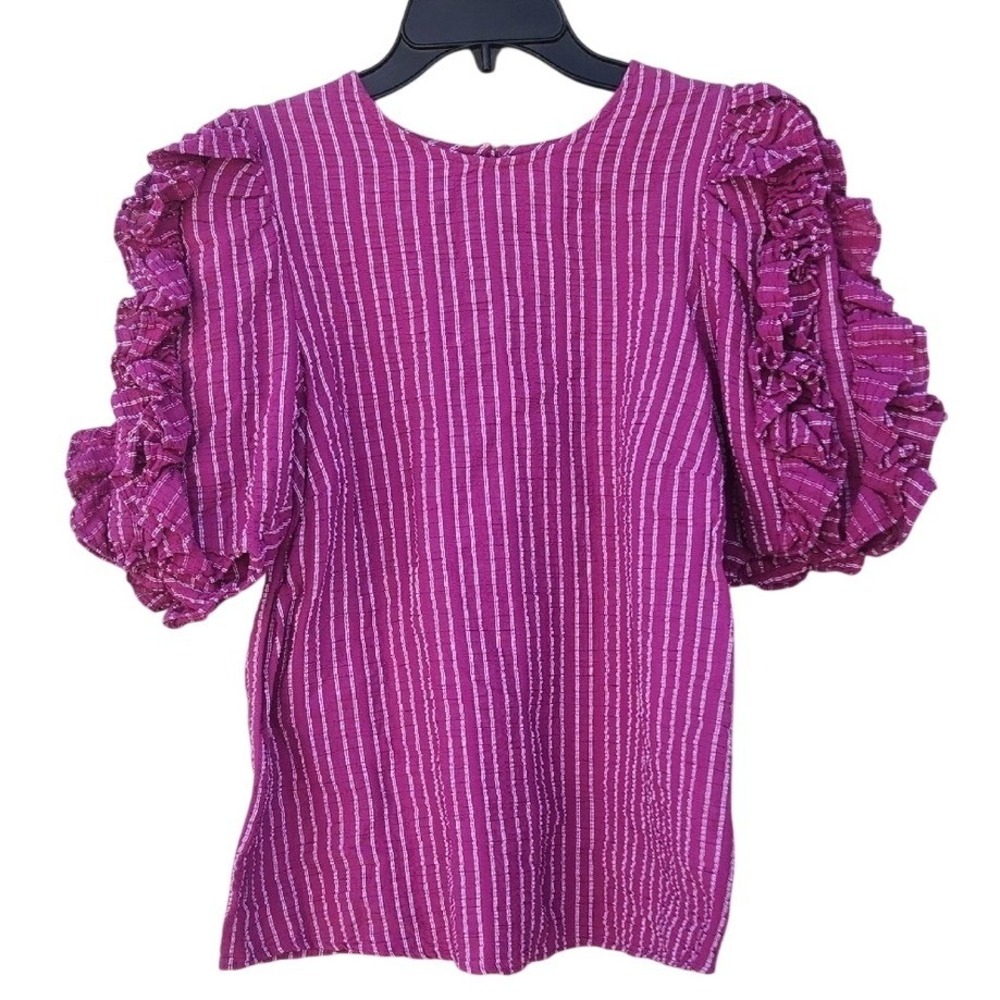 Happy X Nature Cascade Puff Sleeve Boho Glam Chic Embroidered Top Medium Bright‎